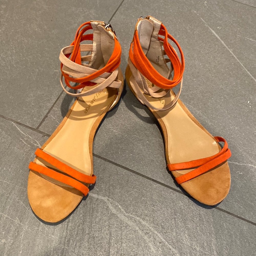Suede tan & orange Rebecca Minkoff sandal